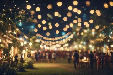 Foto op Aluminium Abstract Blurred image of Night Festival in garden with bokeh for background usage © Anna