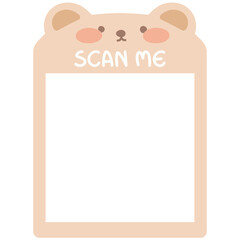Cute bear. Scan me QR code template. QR code frame illustration for mobile apps, payment apps and more.