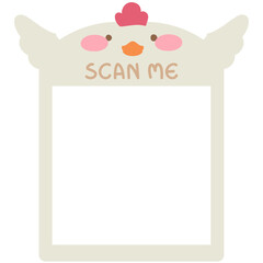 Cute Chicken. Scan me QR code template. QR code frame illustration for mobile apps, payment apps and more.