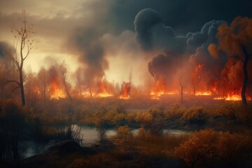 Fototapeta premium Fire in the forest