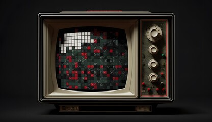 Retro TV, old television technology. Retro broadcast show, entertainment screen vintage style.