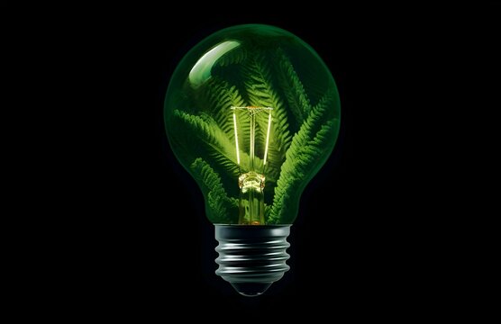 energy saving light bulb with plant