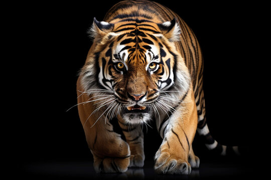 Fierce Royal Tiger isolated on dark background