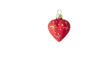 Christmas tree toy. red heart. isolate on white.