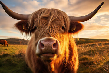 A cow in a grassland