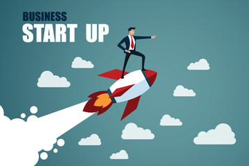 Successful businessman start up. Concept business vector illustration.