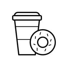 cup of coffee and donut - vector icon