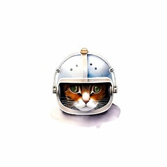 A cute fat cat helmet riding a motorcycle watercolor sketch Grunge style generative ai illustration art
