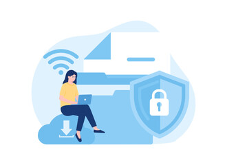 Data entry security concept flat illustration