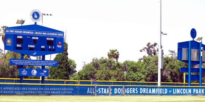 Los Angeles, California: LA Los Angeles Dodgers Foundation, All-Star Dodgers Dreamfield at Lincoln Park Recreation Center in Lincoln Heights &ndash; Baseball Scoreboard 