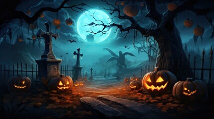 Trick Or Treat Trunk Or Treat Halloween Night 2D Illustration