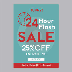 24 hour flash sale 25% off discount promotion poster