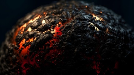 Lava sphere background wallpaper of magma. Fiery cracks on the earth's surface.