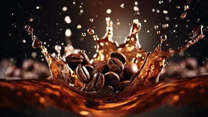 coffee beans falling on water splash, photo promotion product of coffee © K-Nia Graphica