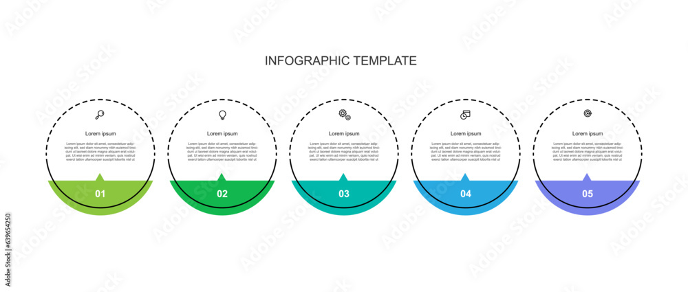 Aufkleber modern design infographic template. circle line concept with 5 step or option for graphic informatio