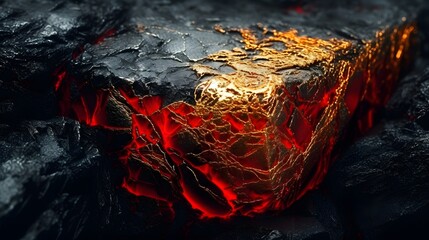Cube shape Lava background wallpaper of magma. Fiery cracks on the earth's surface.