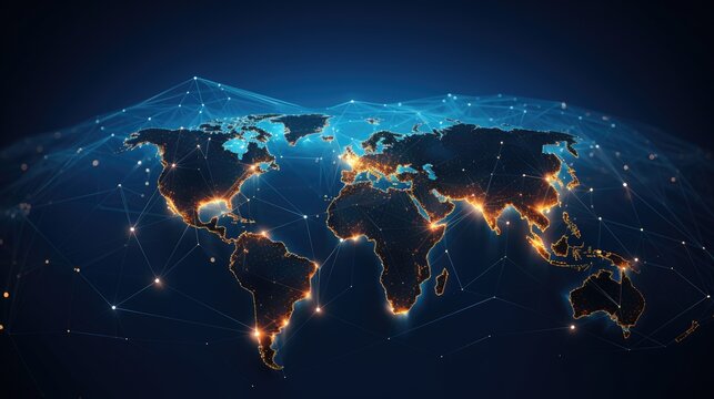 Fototapeta Connectivity through world world map networking technology illustration
