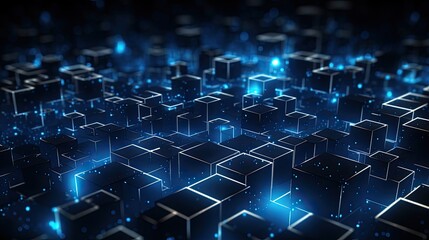 Blockchain technology internet big data background blue dark theme design