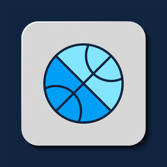 Filled outline Basketball ball icon isolated on blue background. Sport symbol. Vector