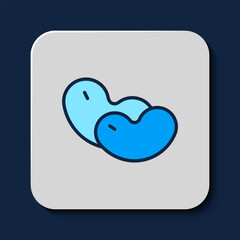 Filled outline Beans icon isolated on blue background. Vector