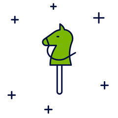 Filled outline Toy horse icon isolated on white background. Vector