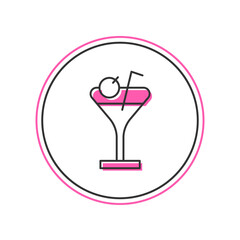 Filled outline Martini glass icon isolated on white background. Cocktail icon. Wine glass icon. Vector