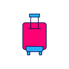 Filled outline Suitcase for travel icon isolated on white background. Traveling baggage sign. Travel luggage icon. Vector