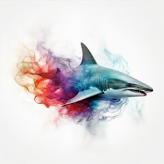 Multicolored Fantasy Wild Shark in Abstract

