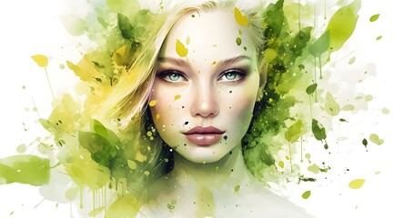 Illustration in a watercolor style, portrait of a fictional young woman. Female avatar for social networks.
