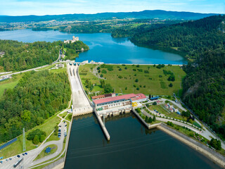 Niedzica, Poland. Hydroelectric power plant, dam and castle - 639656830