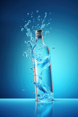 A bottle of luxury crystal clear water.