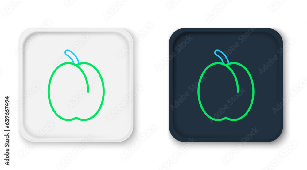 Sticker Line Plum fruit icon isolated on white background. Colorful outline concept. Vector