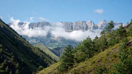 Landscapes of the Caucasian mountains from the headwaters of the Dzheyrakh gorge