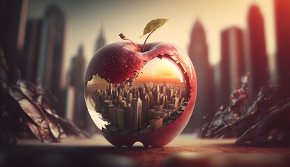 City in big apple concept, cute funny sweet concept. - obrazy, fototapety, plakaty