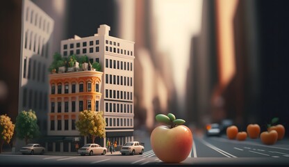 City in big apple concept, cute funny sweet concept.