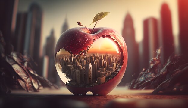City in big apple concept, cute funny sweet concept.