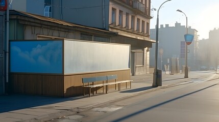 Naklejka premium Blank billboard city background with copyspace screen