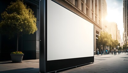 Blank billboard city background with copyspace screen - obrazy, fototapety, plakaty