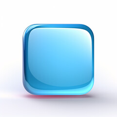 Blank Mobile application icon, button - blue square with round corners. 3d style