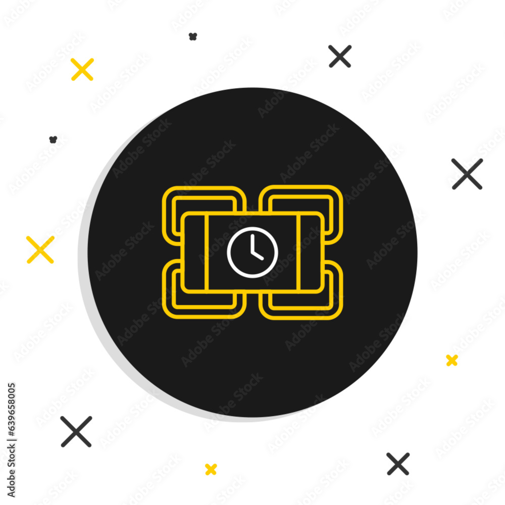 Poster line detonate dynamite bomb stick and timer clock icon isolated on white background. time bomb - exp