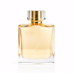 Elegant Gold Glass Vessel on a White Background: A Distinctive Perfume Crafted for Men.