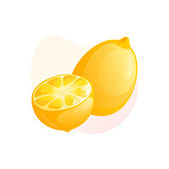 cartoon illustration with  of lemon and lemon slices isolated vector symbols