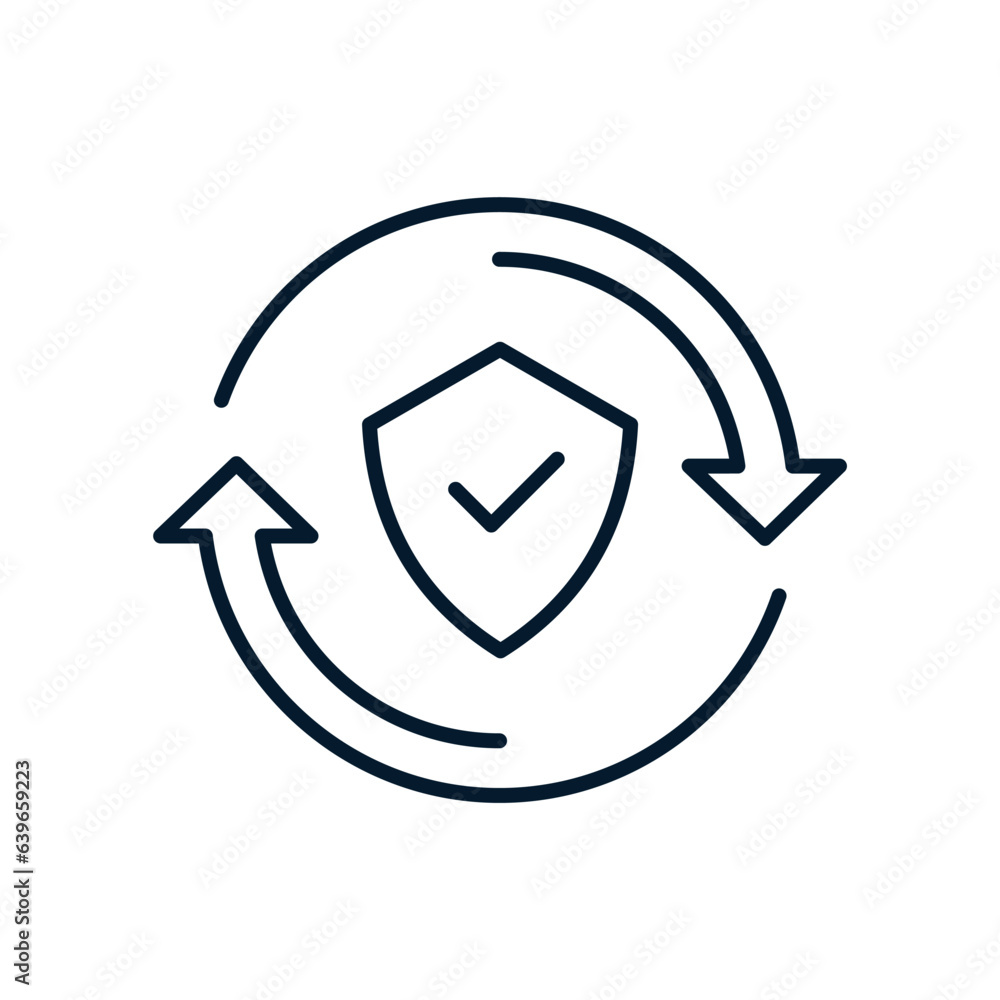 Poster the concept of updating the system of protection, insurance. vector icon isolated on white backgroun