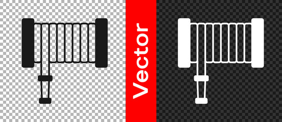 Black Fire hose reel icon isolated on transparent background. Vector