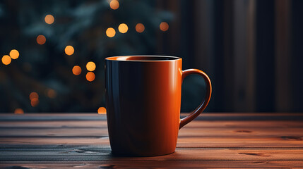 Obraz premium Cup with black coffee on wooden board. Generative Ai