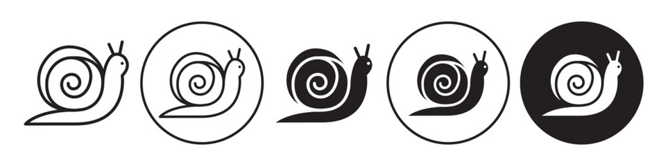 Snail Icon. symbol of water slug bug in garden or nature. flat outline of escargot with helix spiral on back fauna sign. Vector set of crawl animal or shell mollusk wild life marine drawing © Krupal