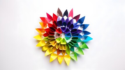 Colorful flower in paper cut art style with isolated background.