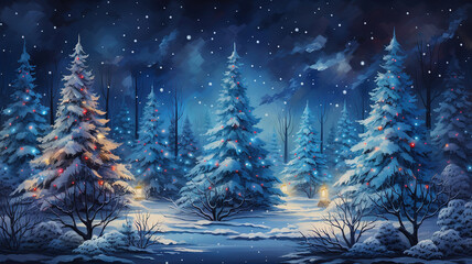 Abstract magical christmas tree with pink and violet bokeh background. Generative Ai