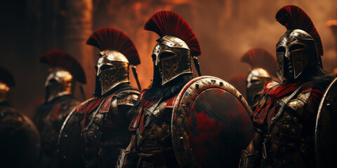 Spartans getting ready for the battle. - obrazy, fototapety, plakaty