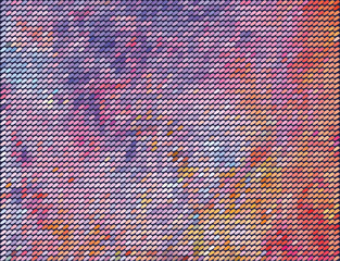 Pixel Art design - oil paint effect, blurred background. Colorful mosaic pattern. Vector clipart